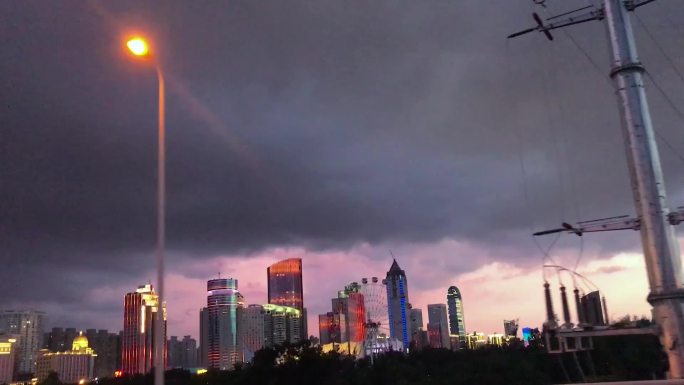 跨海大桥风景城市灯光夜景