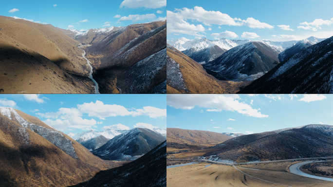 西藏川西阿里高原雪山山谷山涧4K航拍素材