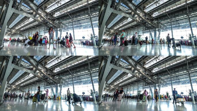 泰国机场候机大厅游客旅客行人