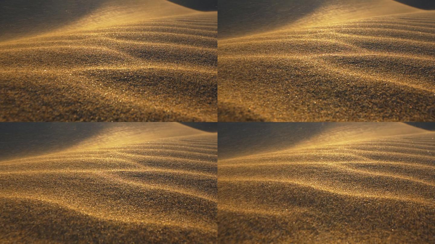 沙漠中的沙尘暴。大自然特写空镜金色砂砾