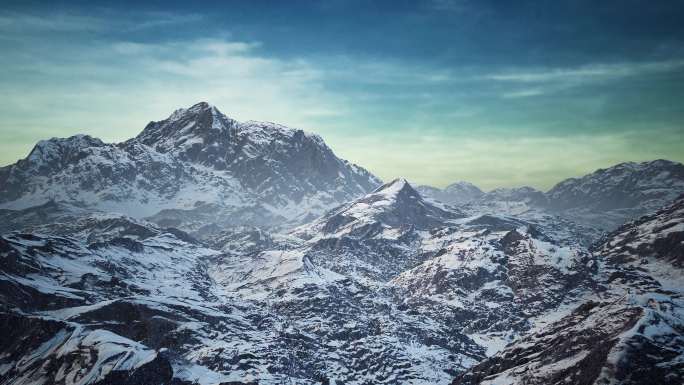 4K 冬天空旷唯美雪山-09