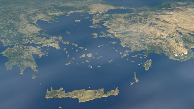 地中海中的爱琴海地形地貌地球俯瞰海陆