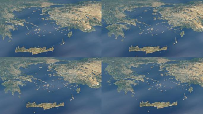 地中海中的爱琴海地形地貌地球俯瞰海陆
