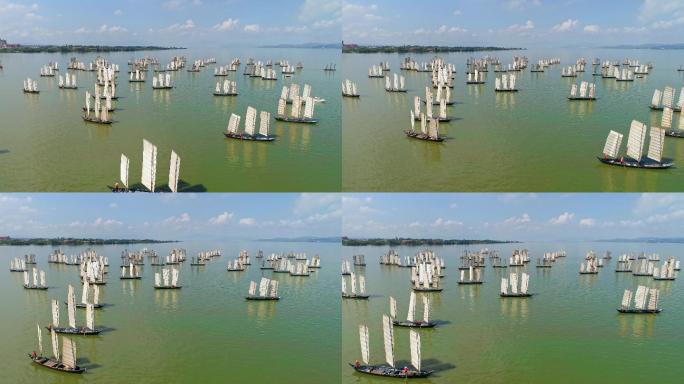 滇池开渔节的帆船