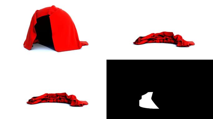 从一个看不见的球形物体上扯下红布