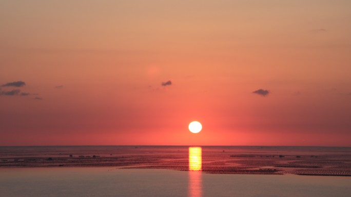 山东荣成桑沟湾的海上日出延时4K