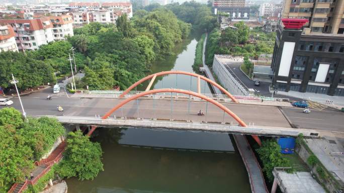 福建福安群益桥溪流绿化带桥梁