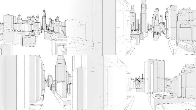 线框样式城市概念。