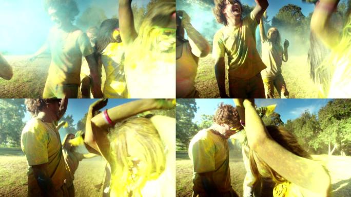 一群人在公园庆祝胡里节