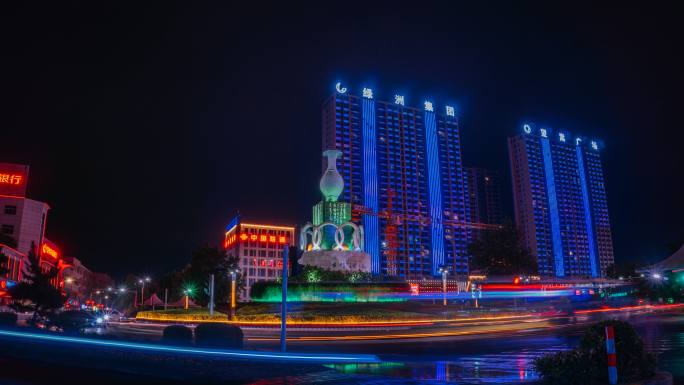 汝州市市标夜景4K延时摄影