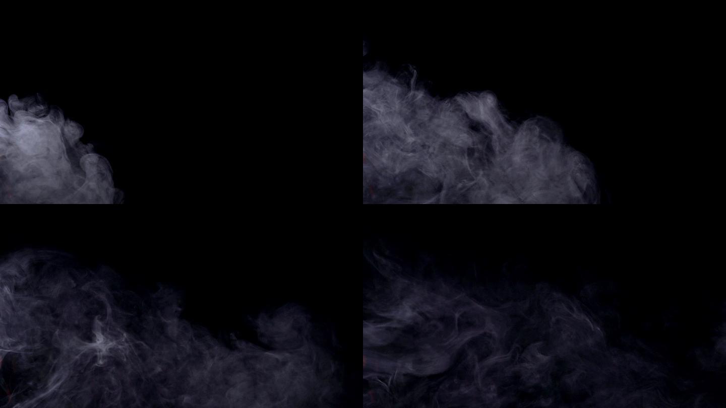 烟雾在黑色背景上烟雾动画特效黑烟抠像透明