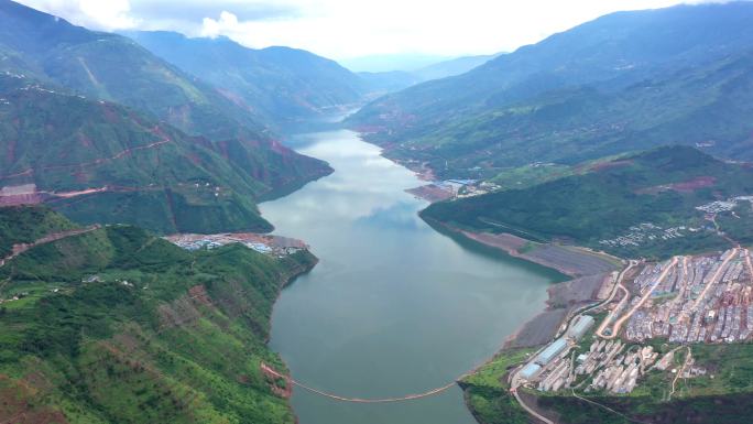 A289 白鹤滩水电站上游游大坝高清航拍