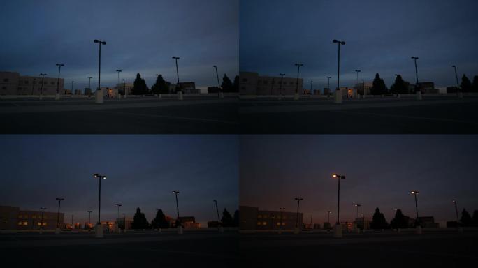 停车场的日落空荡荡景区广场