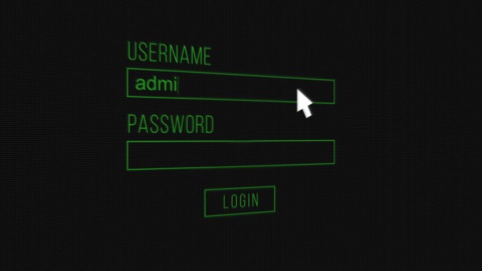 在屏幕上输入计算机用户名和密码的动画过程