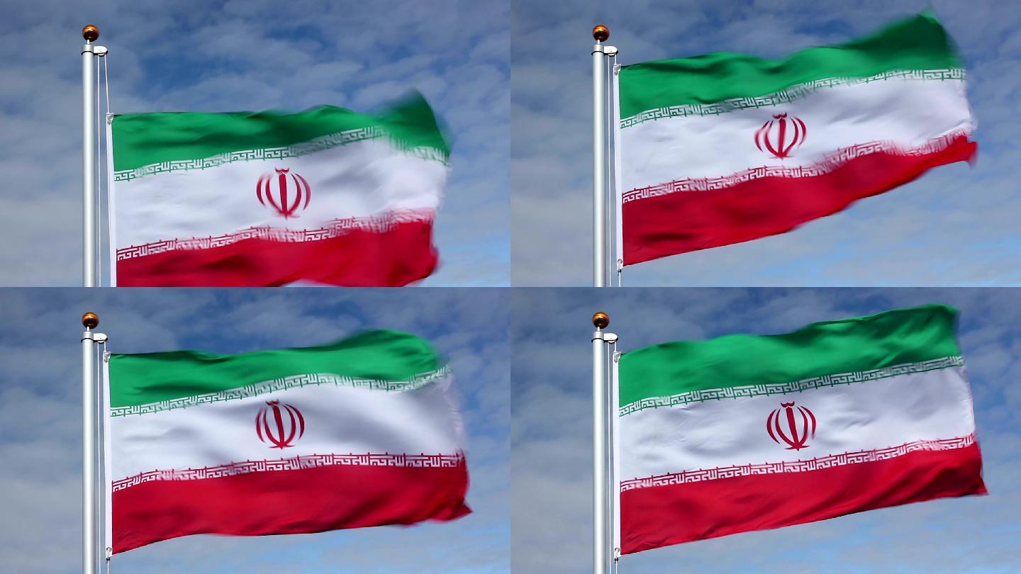 升起伊朗国旗联合国旗帜红绿国旗