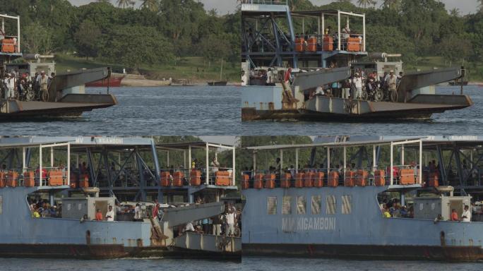 非洲坦桑尼亚河流上的摆渡船