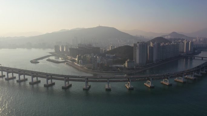 韩国釜山市南韩航拍大景全景