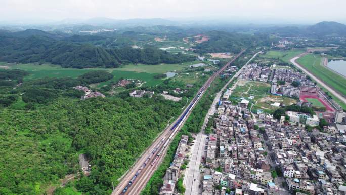 飞来峡京广段铁路航拍 4K