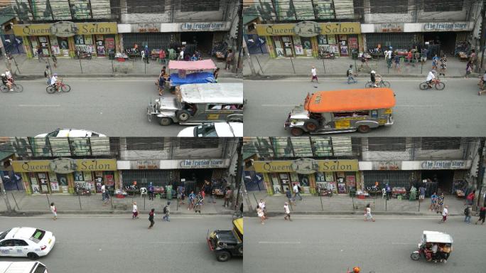 马尼拉的交通景观逛街人群人流街头街景