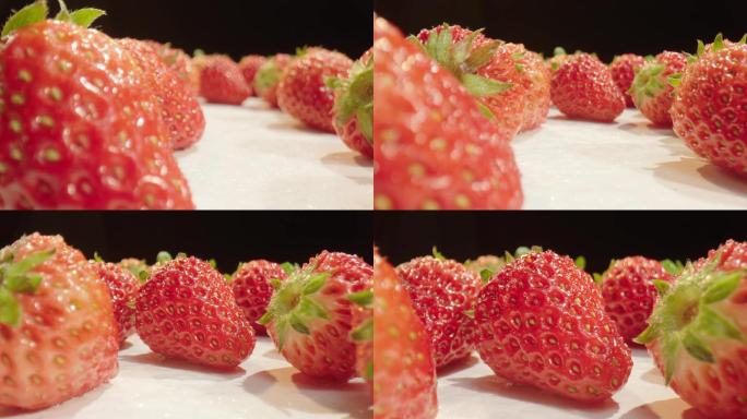 草莓 酸甜可口 穿梭 慢镜头 微距 拍摄