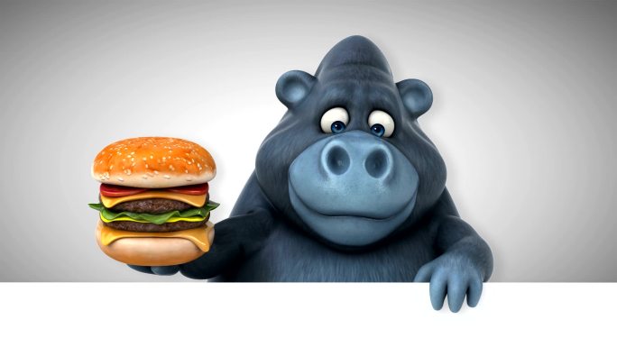 趣味大猩猩卡通人物汉堡广告肯德基麦当劳