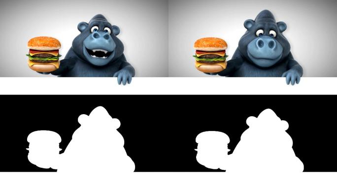 趣味大猩猩卡通人物汉堡广告肯德基麦当劳
