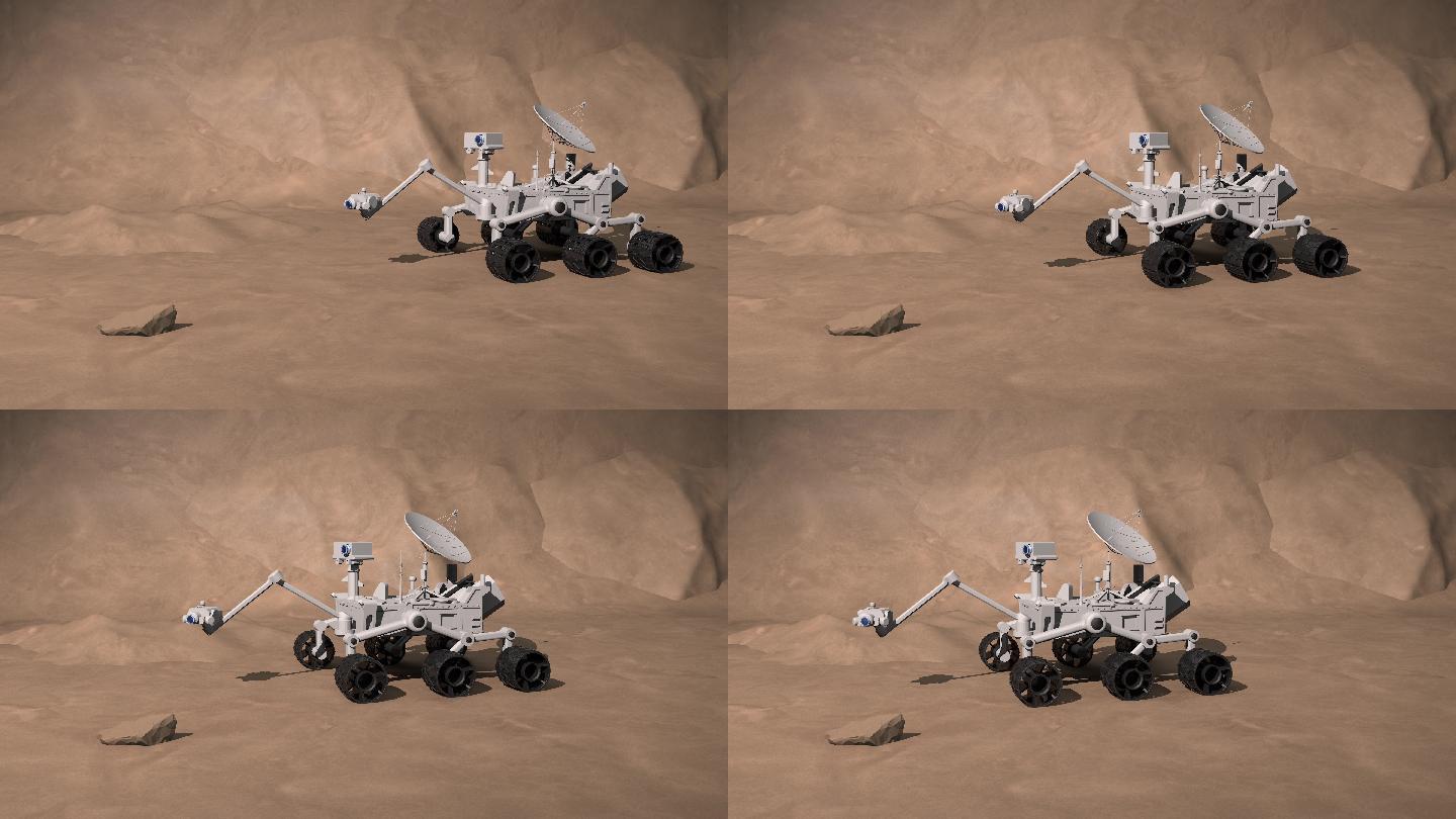 火星地面上的机器人火星车。