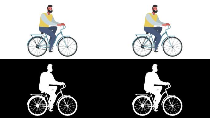 卡通可爱男子骑自行车