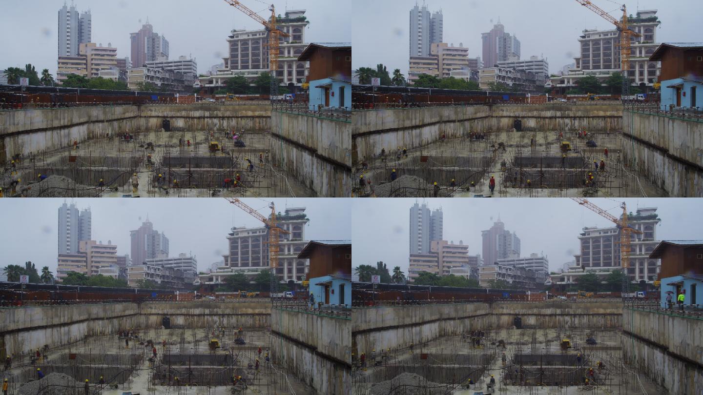 非洲建筑工地楼顶工程师俯瞰城市