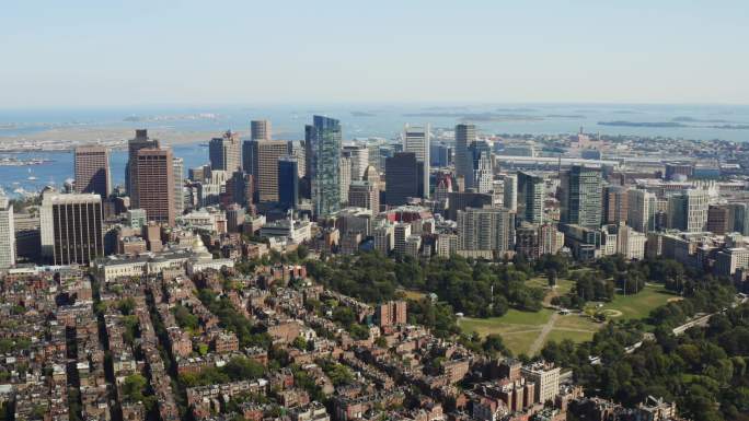 波士顿市中心的空中鸟瞰
