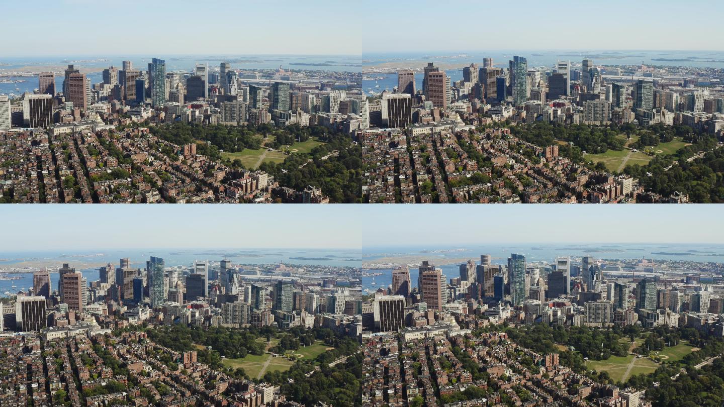 波士顿市中心的空中鸟瞰