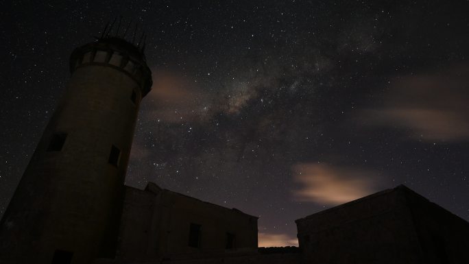 4K60帧灯塔岛银河星空延时素材