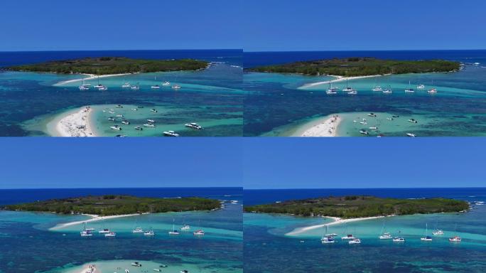 海岛阳光沙滩帆船的宣传片航拍素材