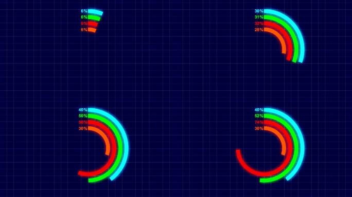 业务数据图彩虹光圈对比表格动态百分比变化