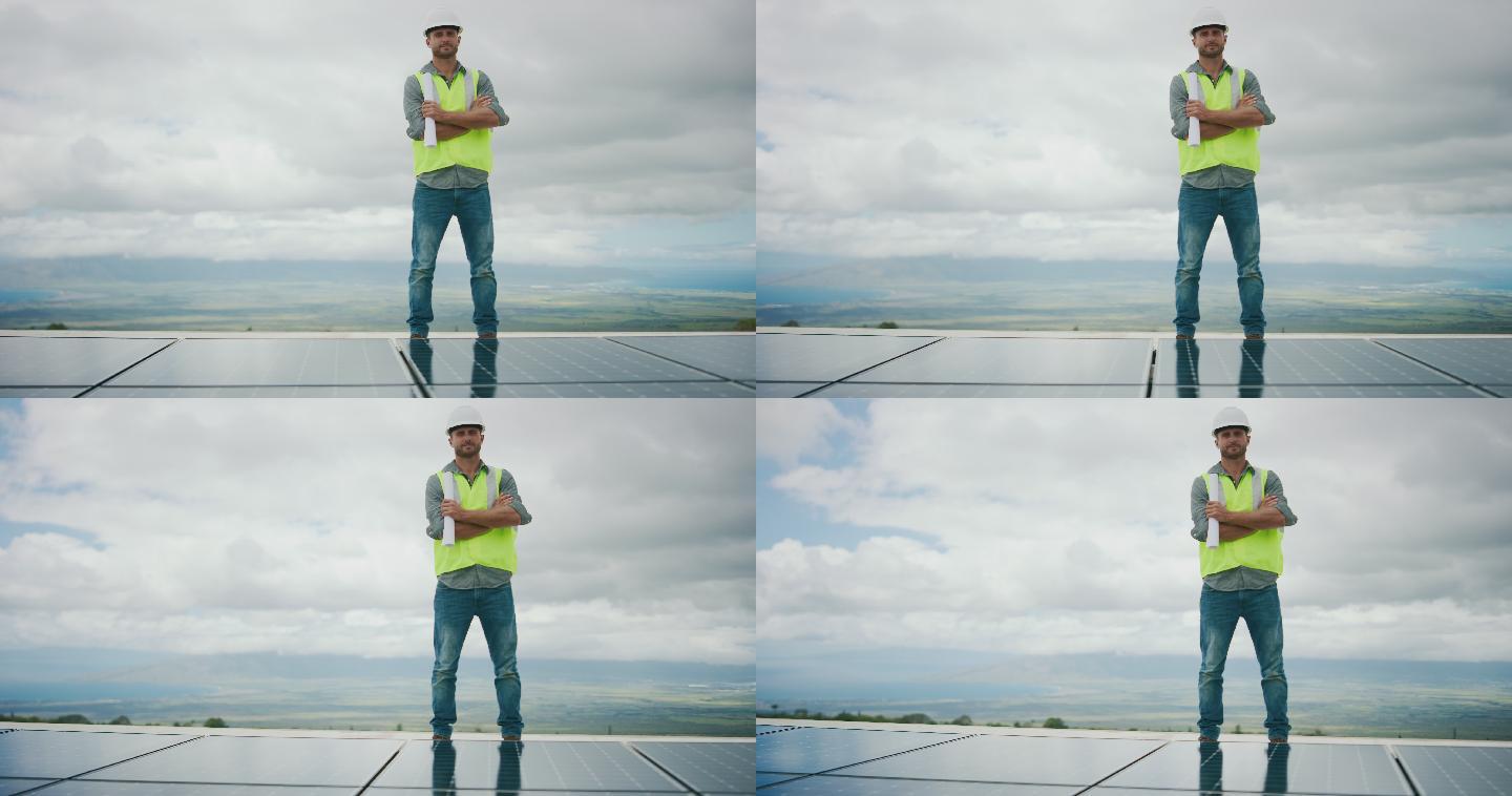 太阳能电池板技术人员肖像