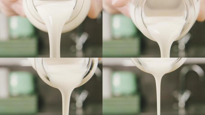 一个微型奶瓶里倒出的奶油