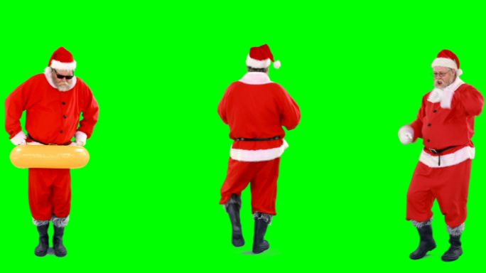 圣诞老人跳舞绿色背景圣诞老人跳舞