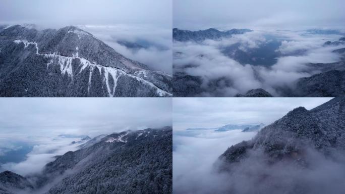 神农架神农顶雪山云海云雾缭绕