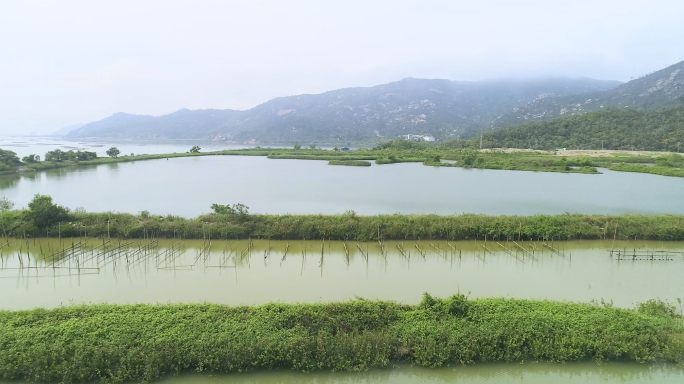 航拍珠海横琴石栏洲海滩