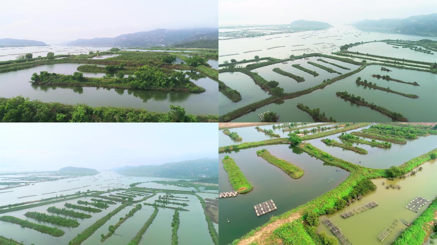 航拍珠海横琴石栏洲海滩