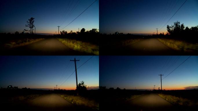 日落时的黑暗乡村道路