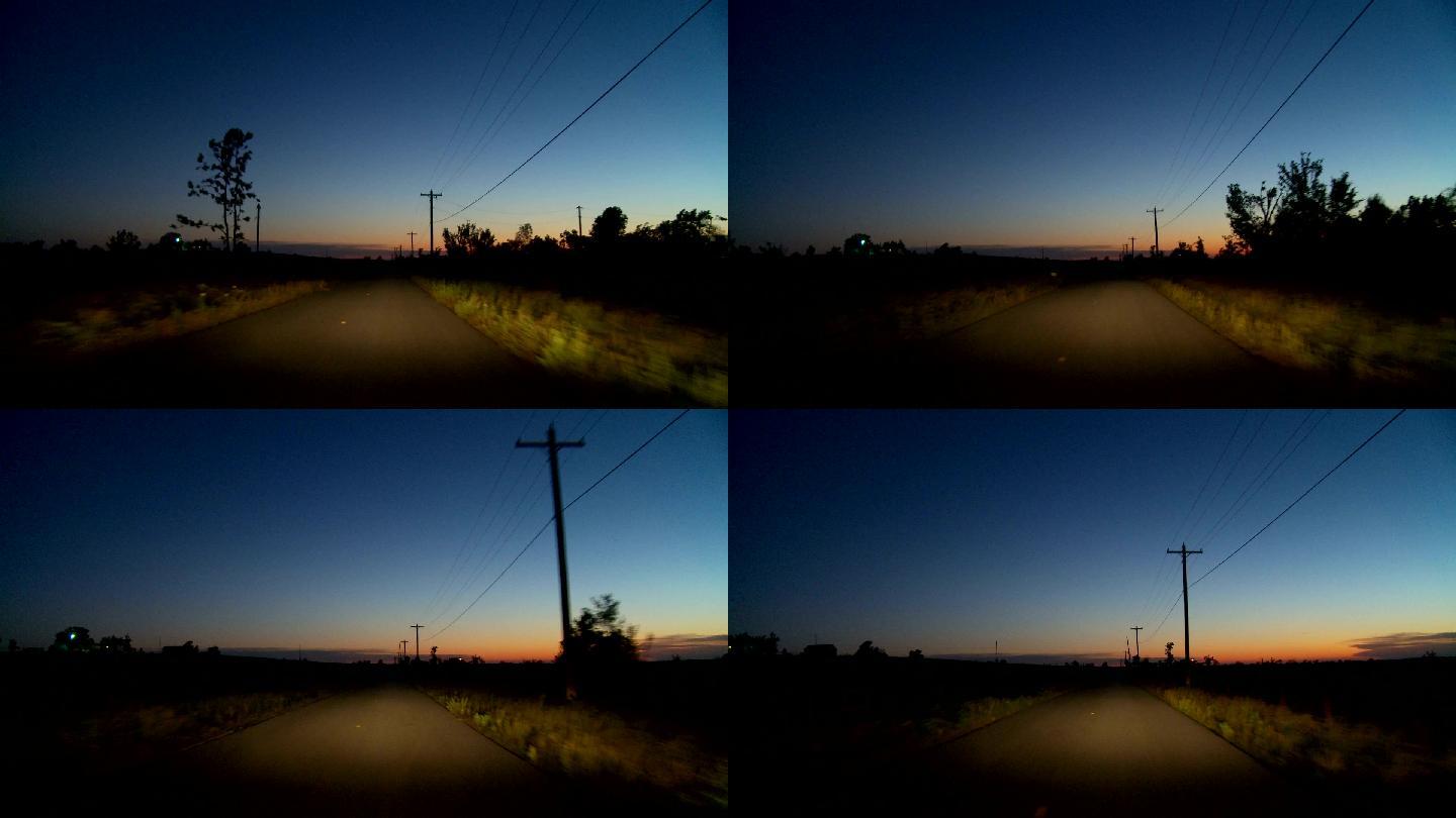 日落时的黑暗乡村道路