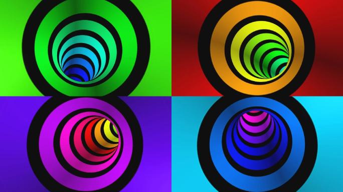 环线彩色隧道穿梭变化圆形