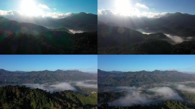 五指山云雾缭绕的山脉 4k航拍
