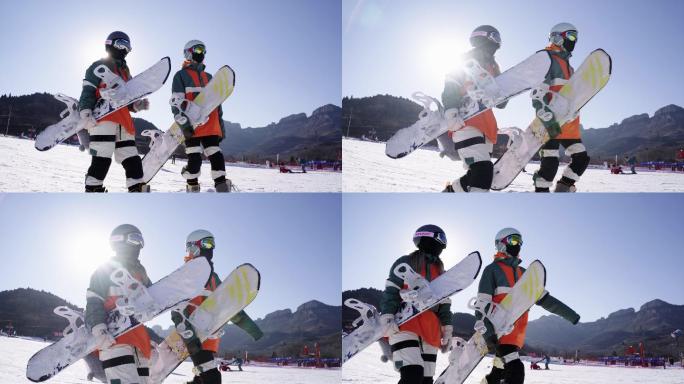 情侣滑雪 滑雪专业装备 广告
