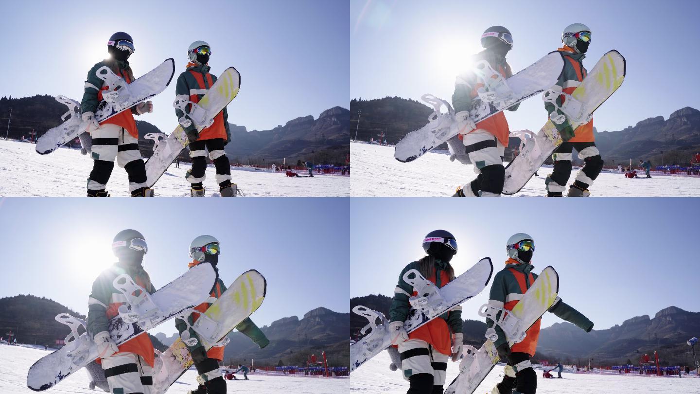 情侣滑雪 滑雪专业装备 广告