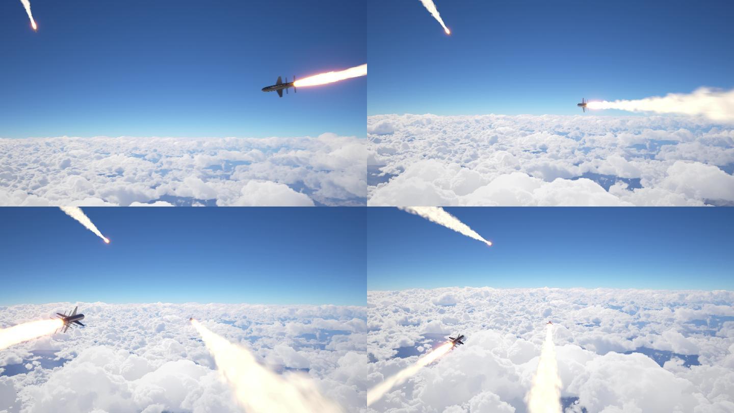 巡航导弹在云层上方飞行