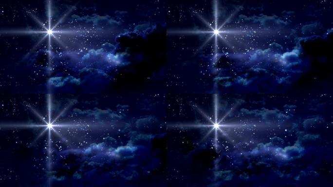 蓝色夜空蓝色星云星星唯美神秘
