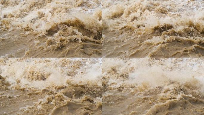 洪水泛滥期间黄河壶口瀑布河流奔腾旅游中国