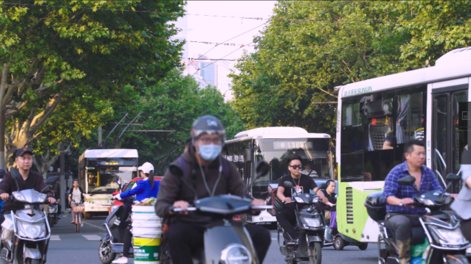 城市车流人群合集、职场白领上下班环路车流